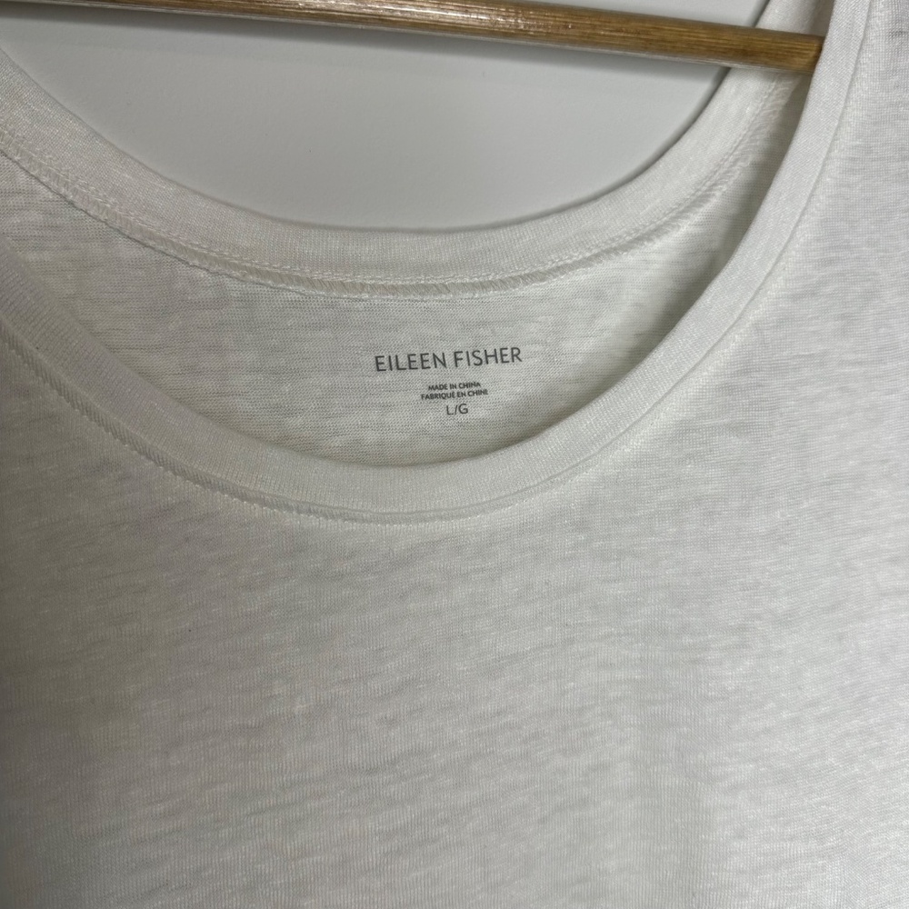 Brand New EILEEN FISHER Linen White Scoopneck Tank Top, size L - Picture 3 of 7
